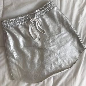 Silver metallic mini skirt